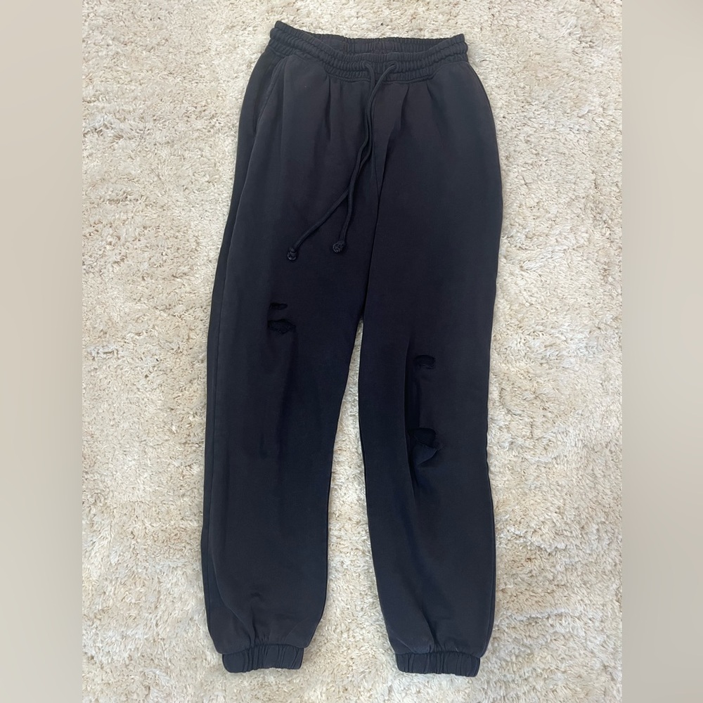 Zara sweatpants- navy blue with rips on knees
